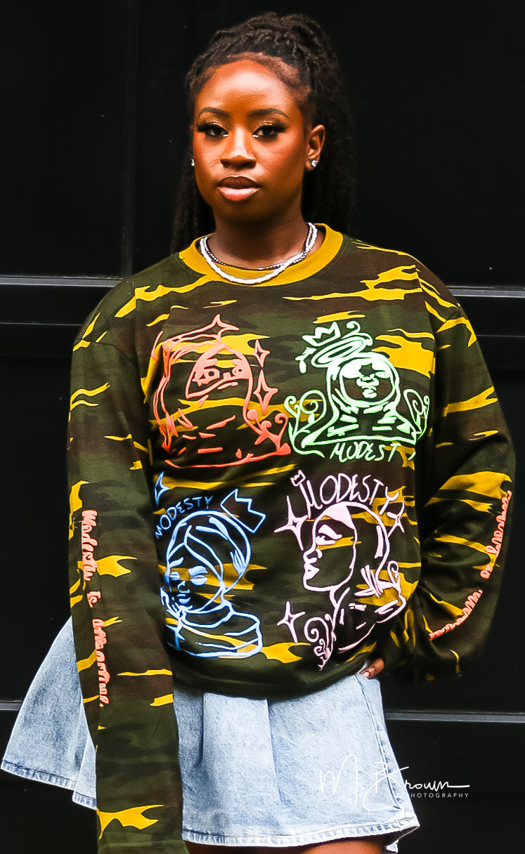 Afana Puff Print L/S Top