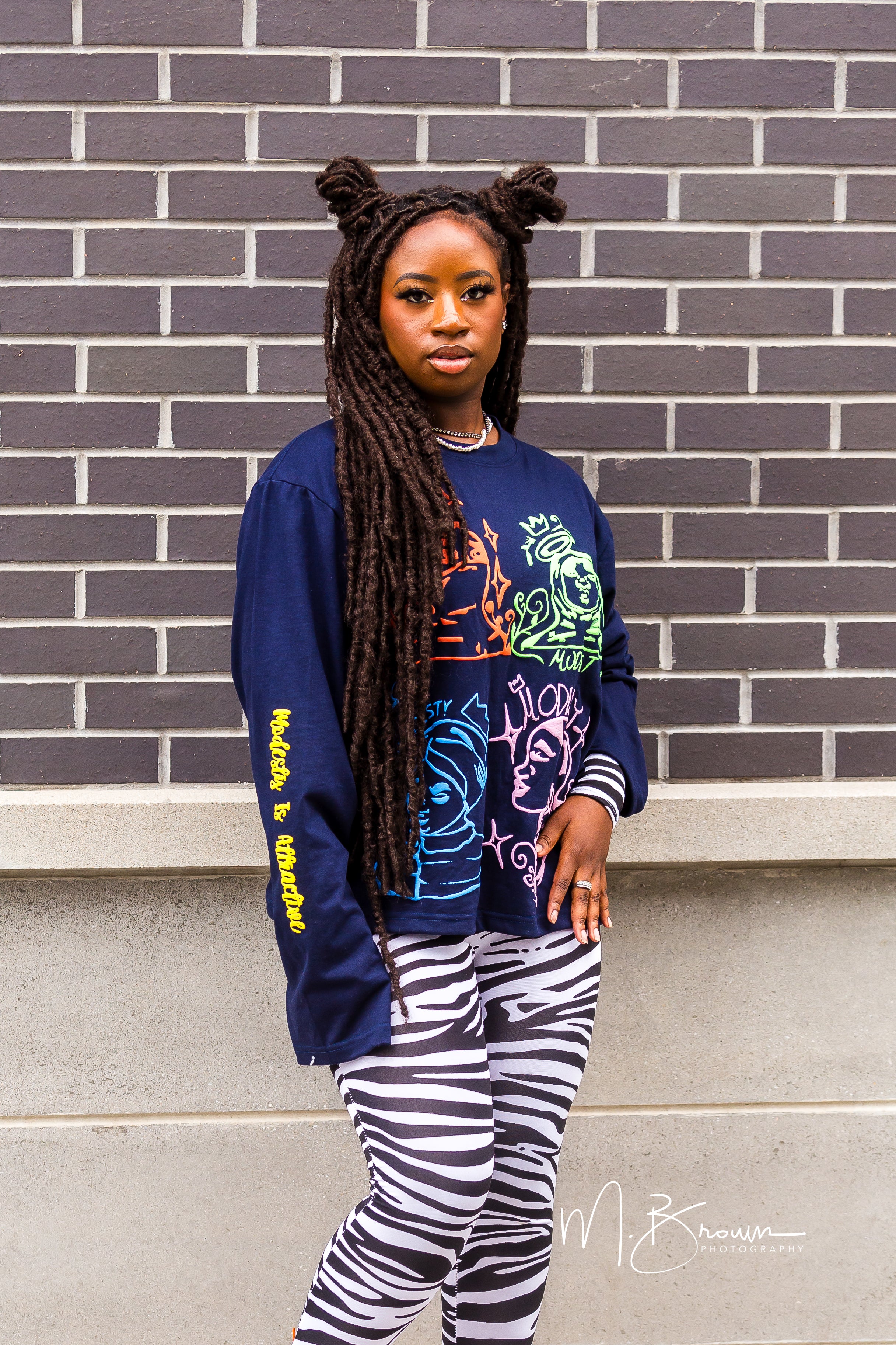 Afana Puff Print L/S Top